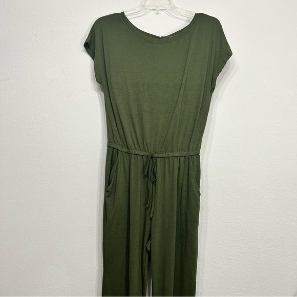 Women's Summer Casual Crewneck Short Sleeve Waist Jumpsuit Romper Elastic Waist - Picture 3 of 11